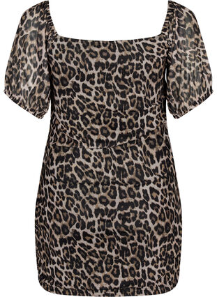 Zizzi Kort kjole i mesh med leopardmønster, Leo, Packshot image number 1