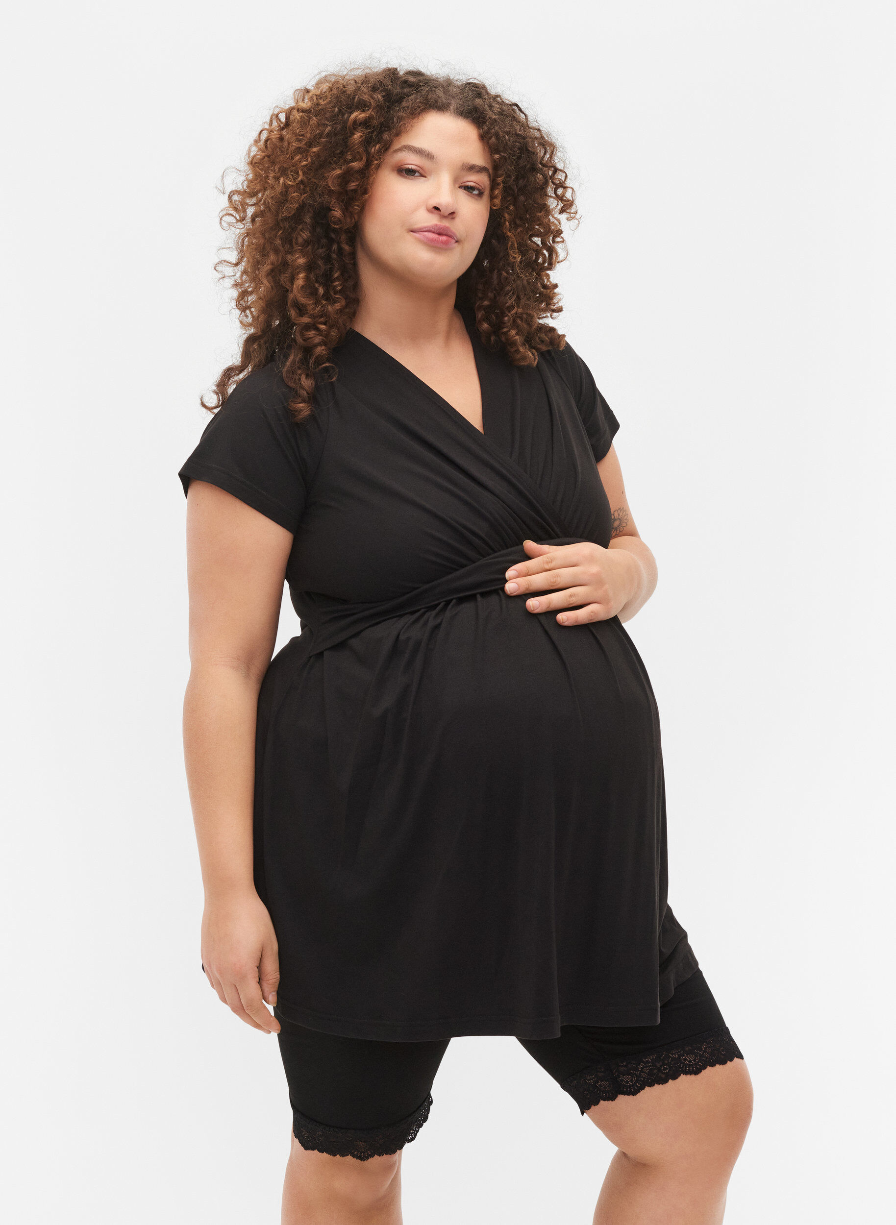 Zizzi Kortermet bluse til gravide, Black, Model image number 0