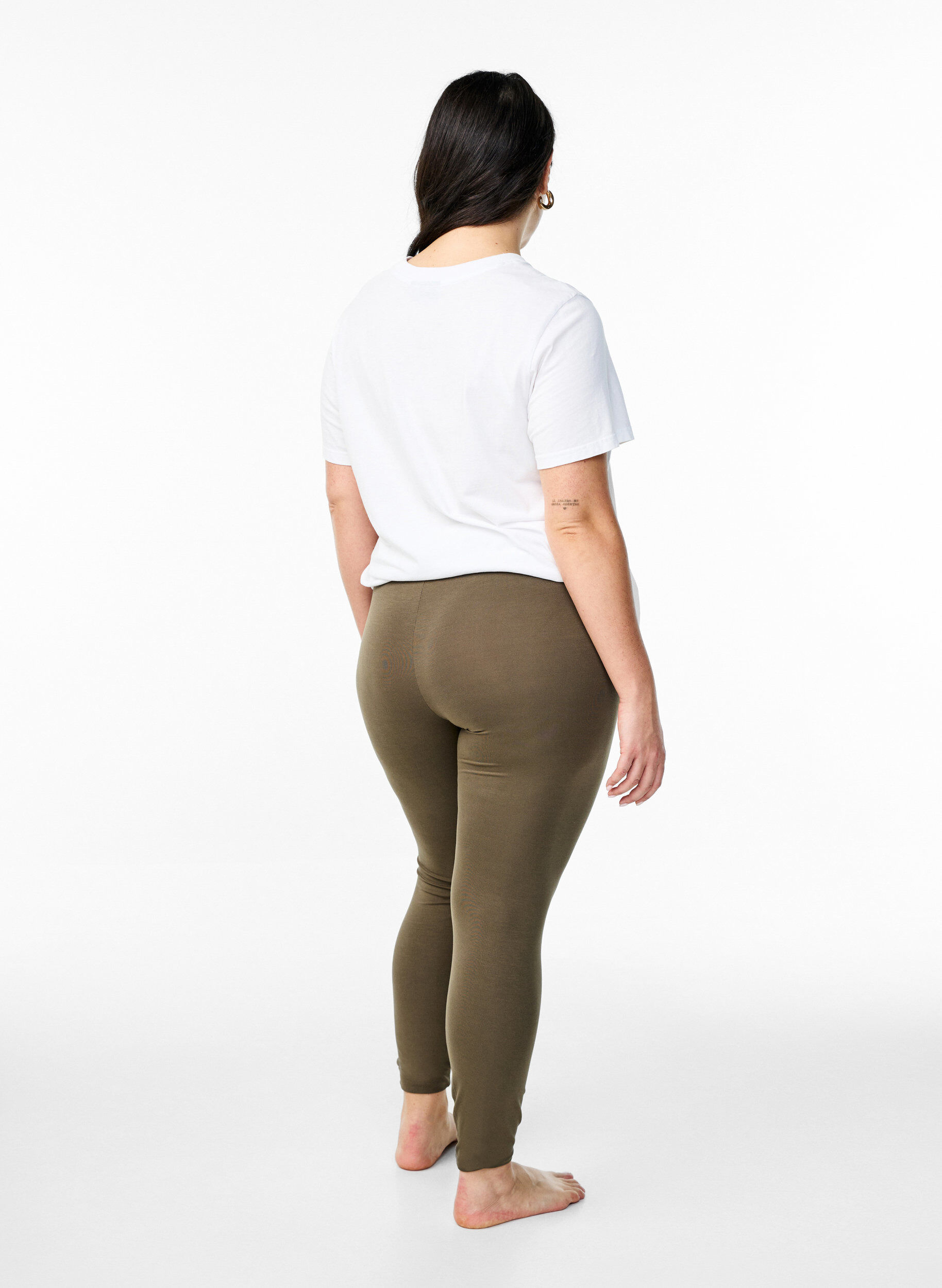 Zizzi Basis leggings i viskose, Gr&oslash;nn, Model image number 2