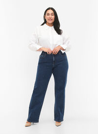  Gemma jeans med høy midje og rett passform , Dark blue, Model