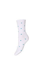 Bomullssokker med m&oslash;nstre, Hvit