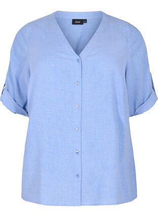 Skjorte med 3/4-ermer og V-hals, Ultramarine, Packshot image number 0