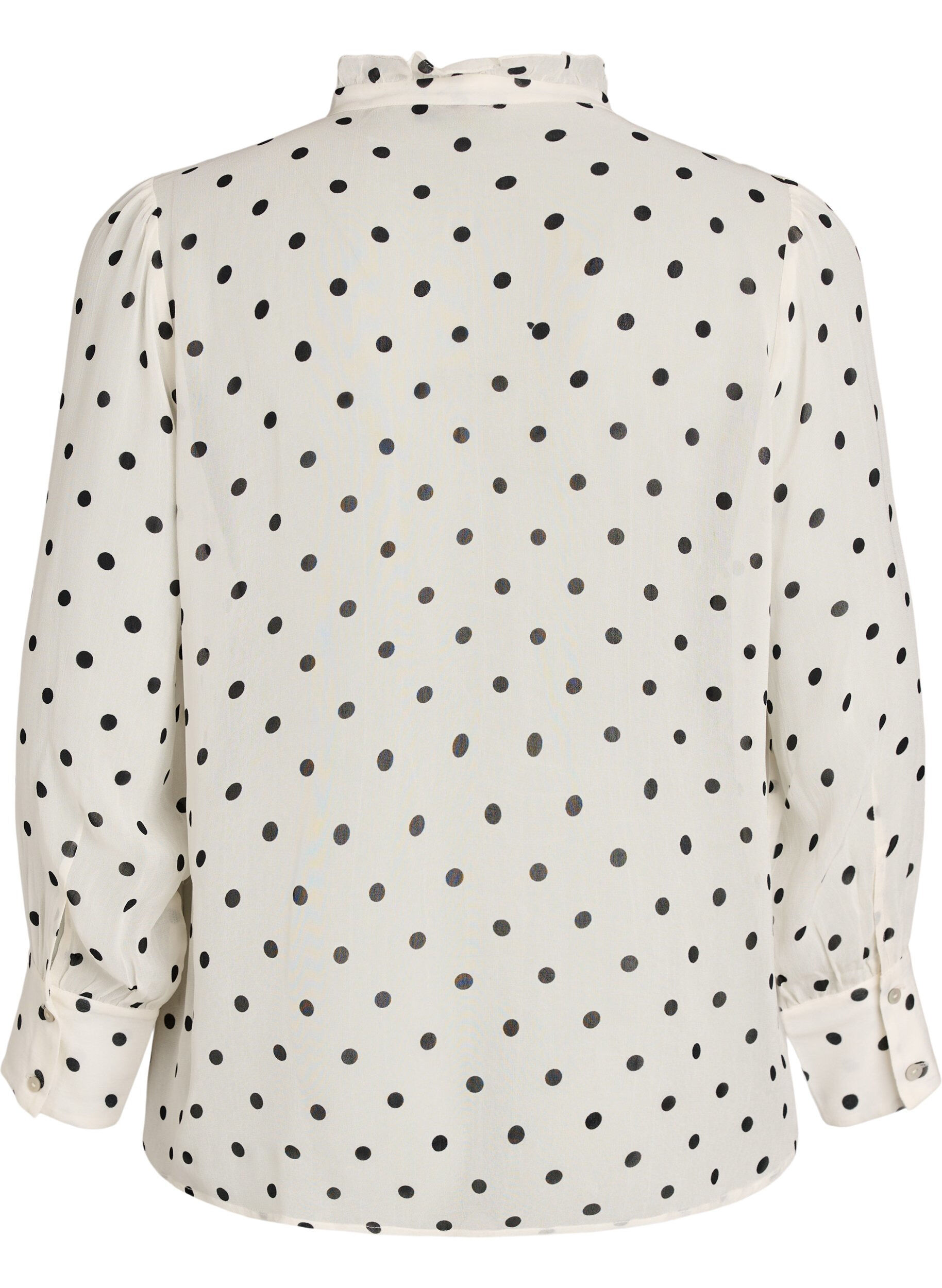 ZizziViskosebluse med en volangkrage, Hvit, Packshot image number 1