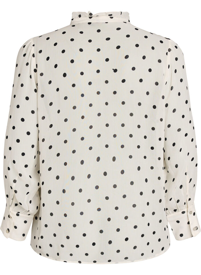 Viskosebluse med en volangkrage, Hvit, Packshot image number 1