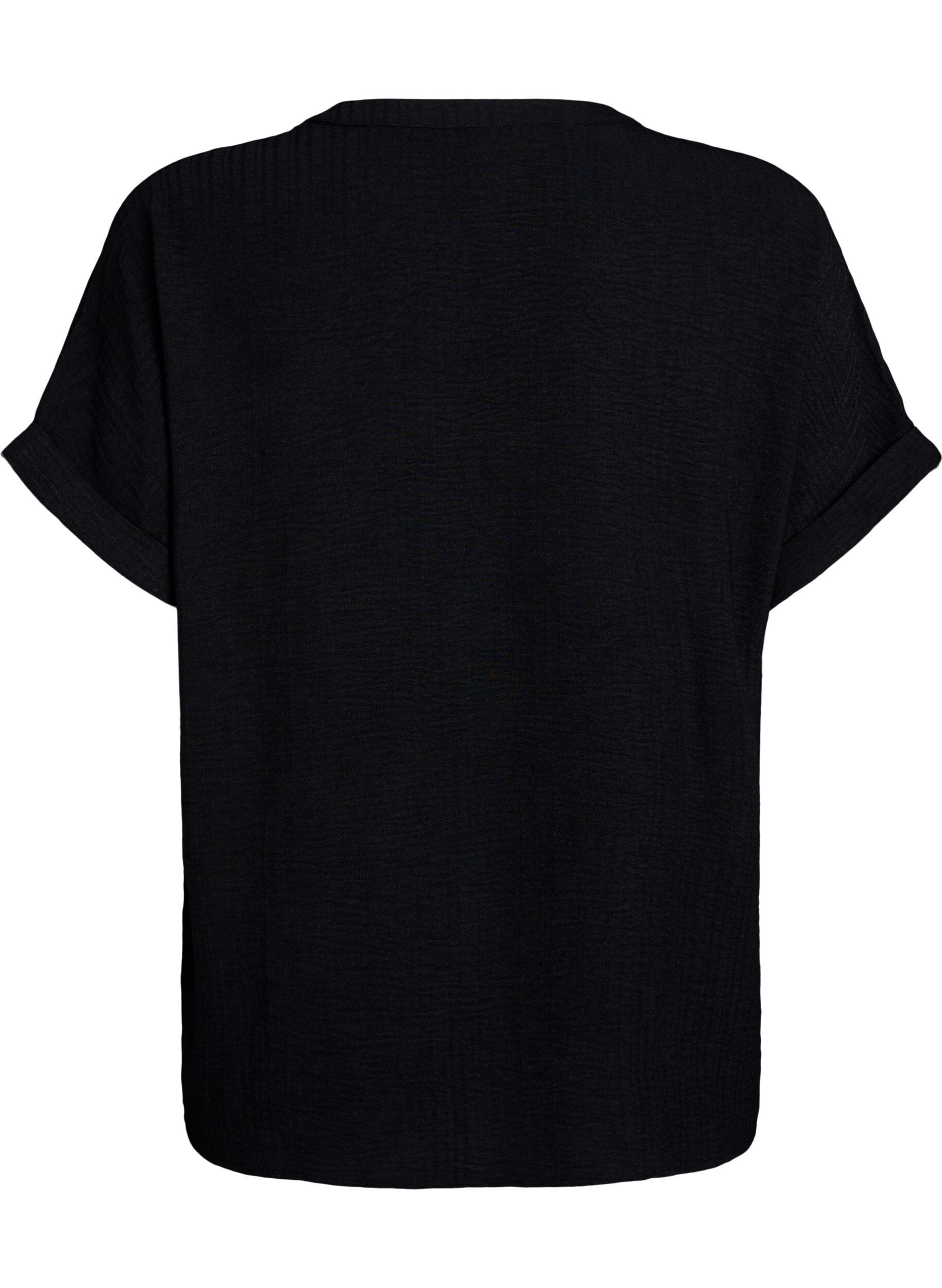 ZizziL&oslash;s bluse med korte ermer, Svart, Packshot image number 1