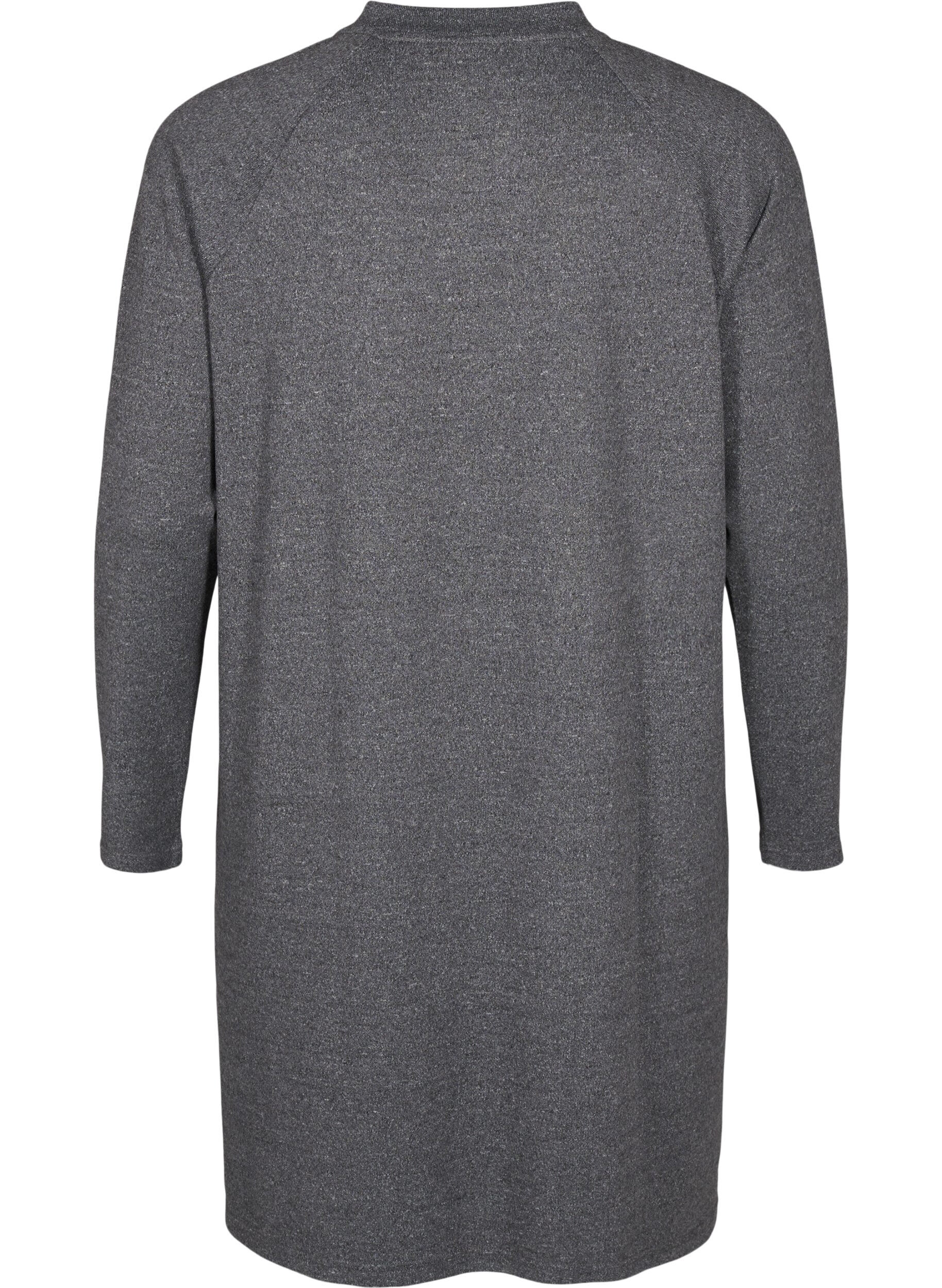 Zizzi Jerseykjole med knapper, Dark Grey Melange, Packshot image number 1