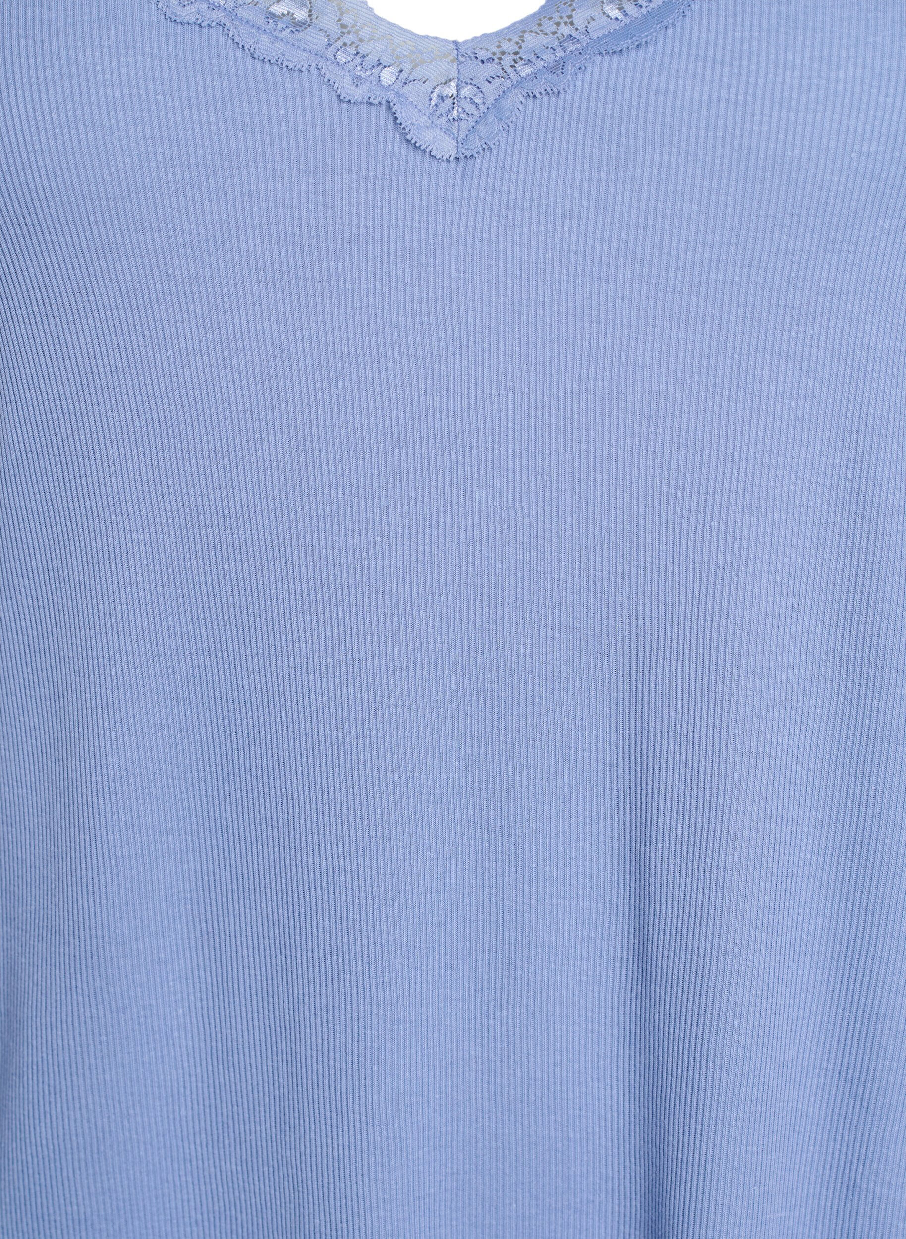 Zizzi Nattkjole med blonder i fold, Bl&aring;, Packshot image number 2