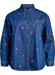 Denimskjorte med broderte jordbær, B. D. Strawberries