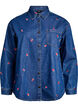 Denimskjorte med broderte jordbær, Blå, Packshot image number 0