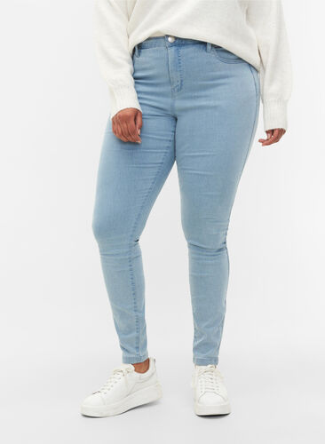 Super slim Amy jeans med høyt liv, Ex Lgt Blue, Model image number 2