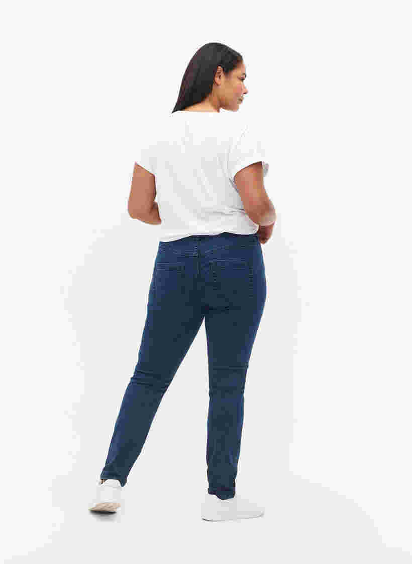 Ekstra slim Sanna jeans med normal høyde på livet, Dark blue, Model image number 1