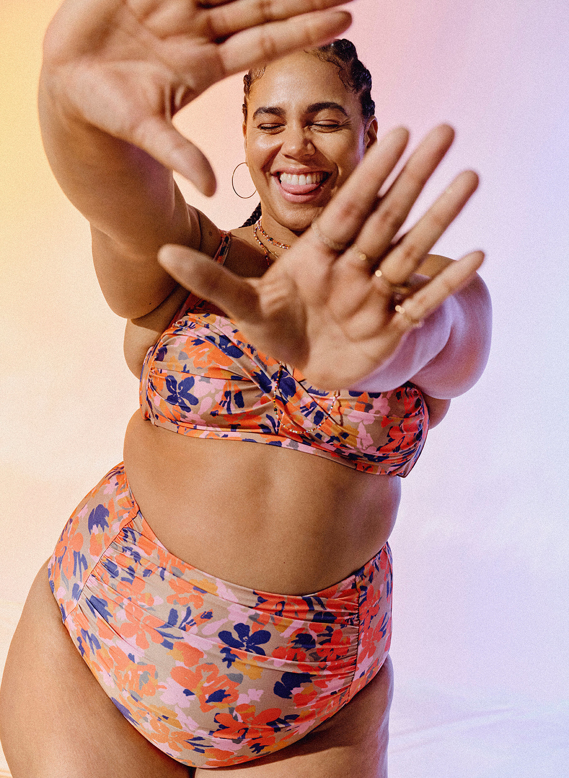 Zizzi Bikinitruse med m&oslash;nster og ekstra h&oslash;yt liv, Gul, Image image number 0