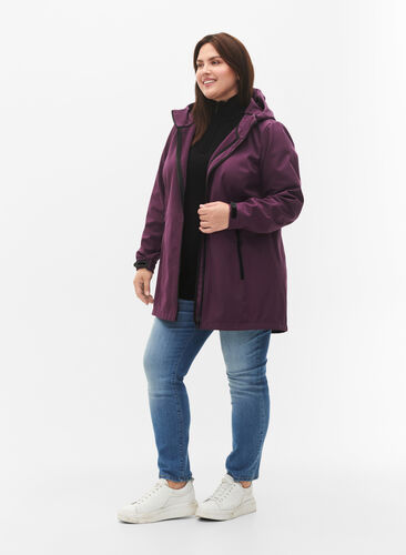 Kort softshell jakke med lommer, Hortensia, Model image number 2