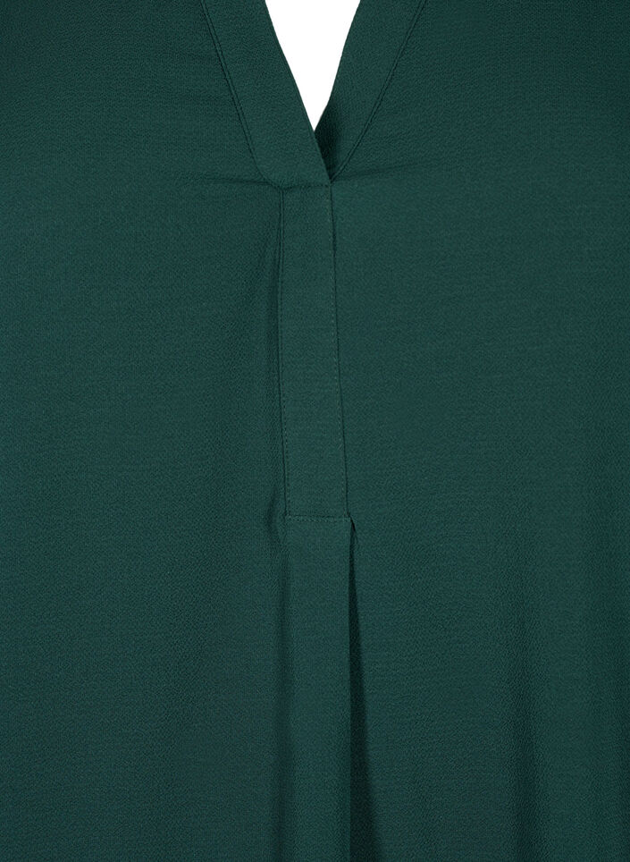 Ensfarget bluse med V-hals, Scarab, Packshot image number 2