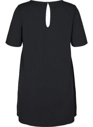 Kortermet kjole med rund hals, Black, Packshot image number 1