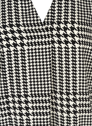 Mønstrete tunika med 3/4-ermer, Black/White, Packshot image number 2