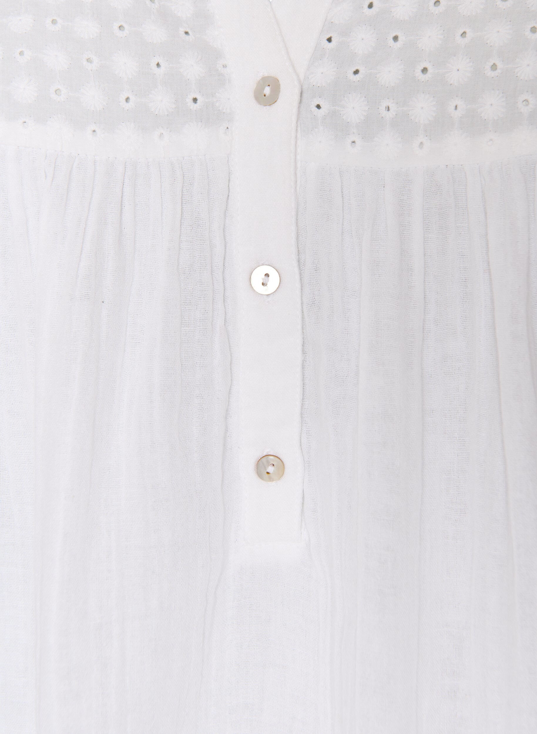 ZizziBomullsmuslin tunika med broderie anglaise, Hvit, Packshot image number 2