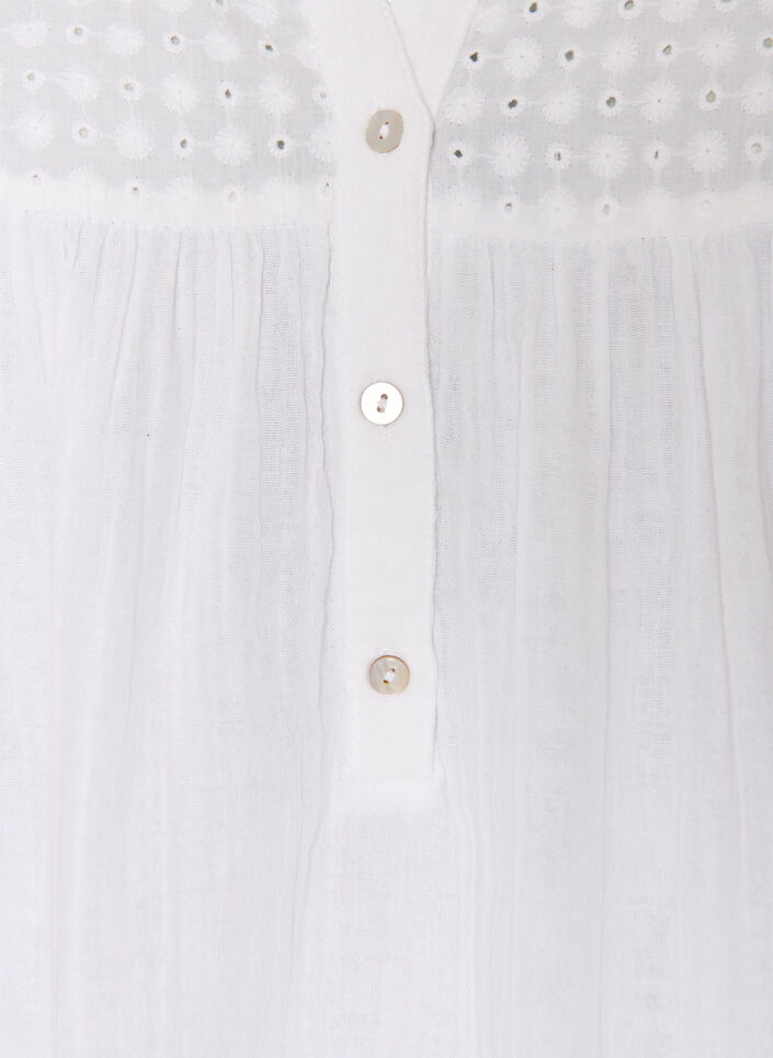Bomullsmuslin tunika med broderie anglaise, Hvit, Packshot image number 2