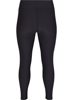 Treningstights i ribbemateriale med 7/8-lengde , Black, Packshot image number 1