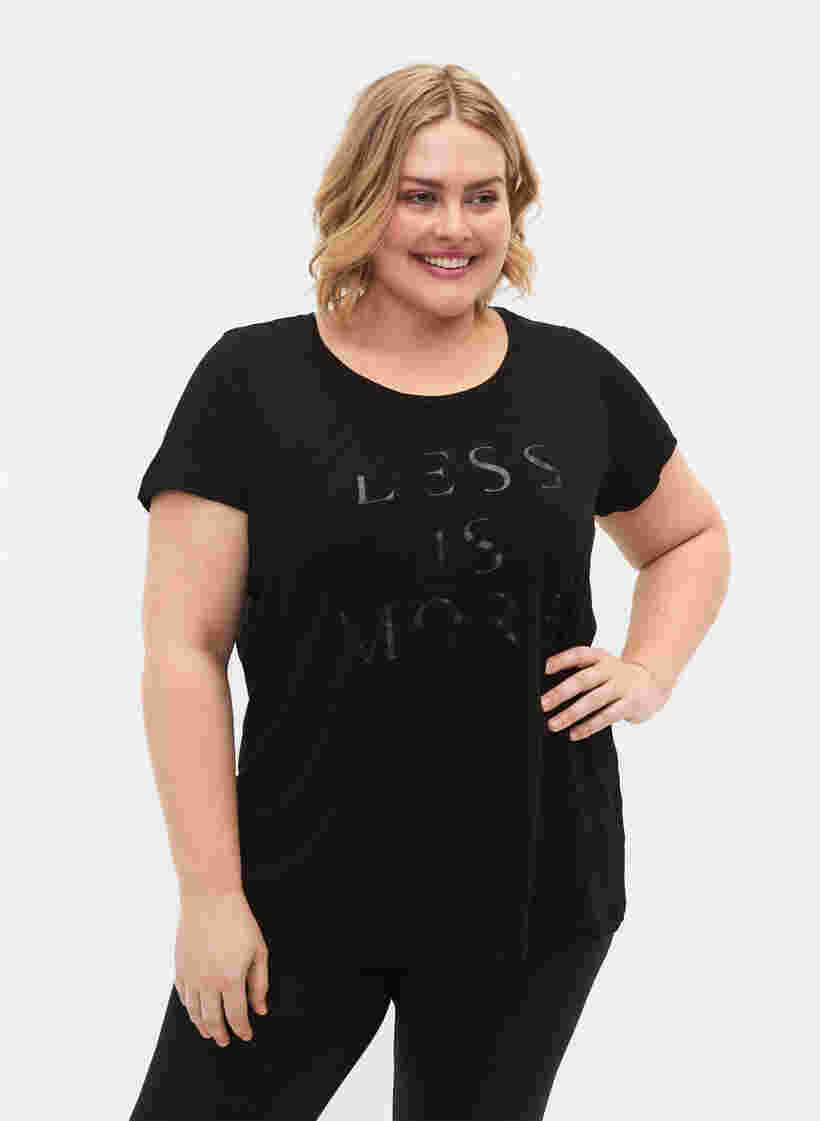 T-skjorte til trening med trykk, Black w.Less Is More, Model
