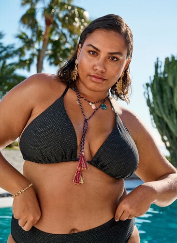 Zizzi Trekantbikinitopp med glitter, Svart, Image image number 0