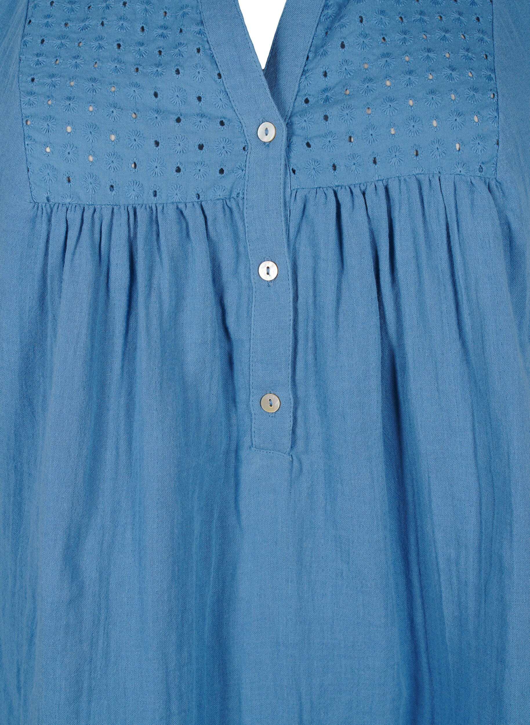 Zizzi Tunika i bomull med engelsk broderi, Riverside, Packshot image number 2
