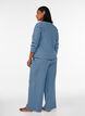 Stripete pyjamasbukser med h&oslash;y midje og vide ben, Bl&aring;, Model image number 1