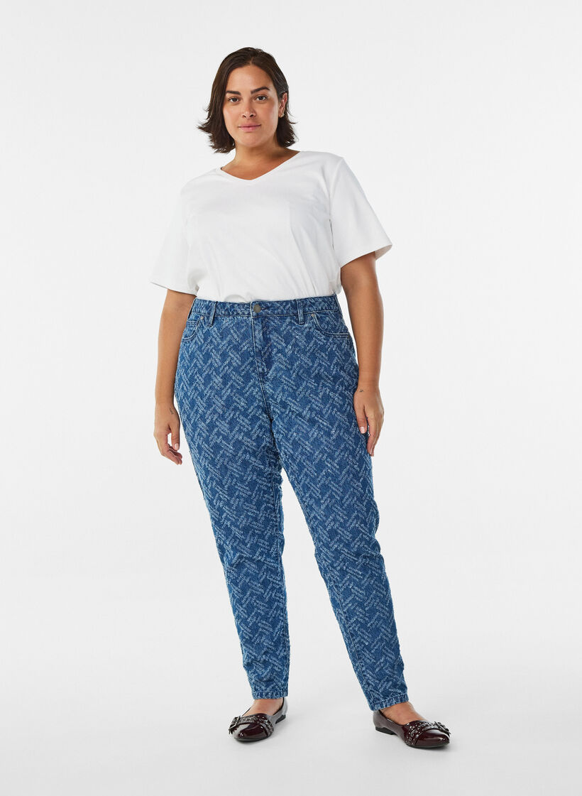 Mille-jeans med teksturert mønster, B.D. ZigZag, Model