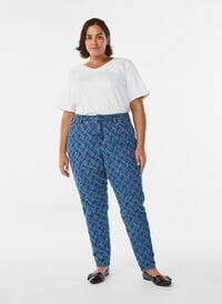 Mille-jeans med teksturert mønster, Blå Mille-jeans med teksturert mønster, Blå, Model