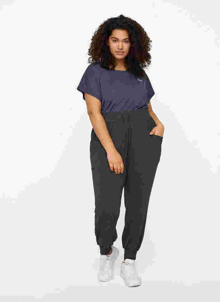 Løse bukser med lommer, Dark Grey Melange, Model image number 2