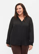 Ensfarget skjorte med V-hals, Black, Model image number 0