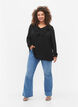 Bluse med lange ermer og volanger, Black, Model image number 2
