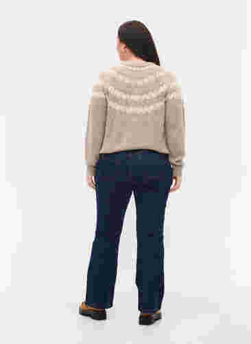Ellen bootcut jeans med høyt liv, Unwashed, Model image number 1