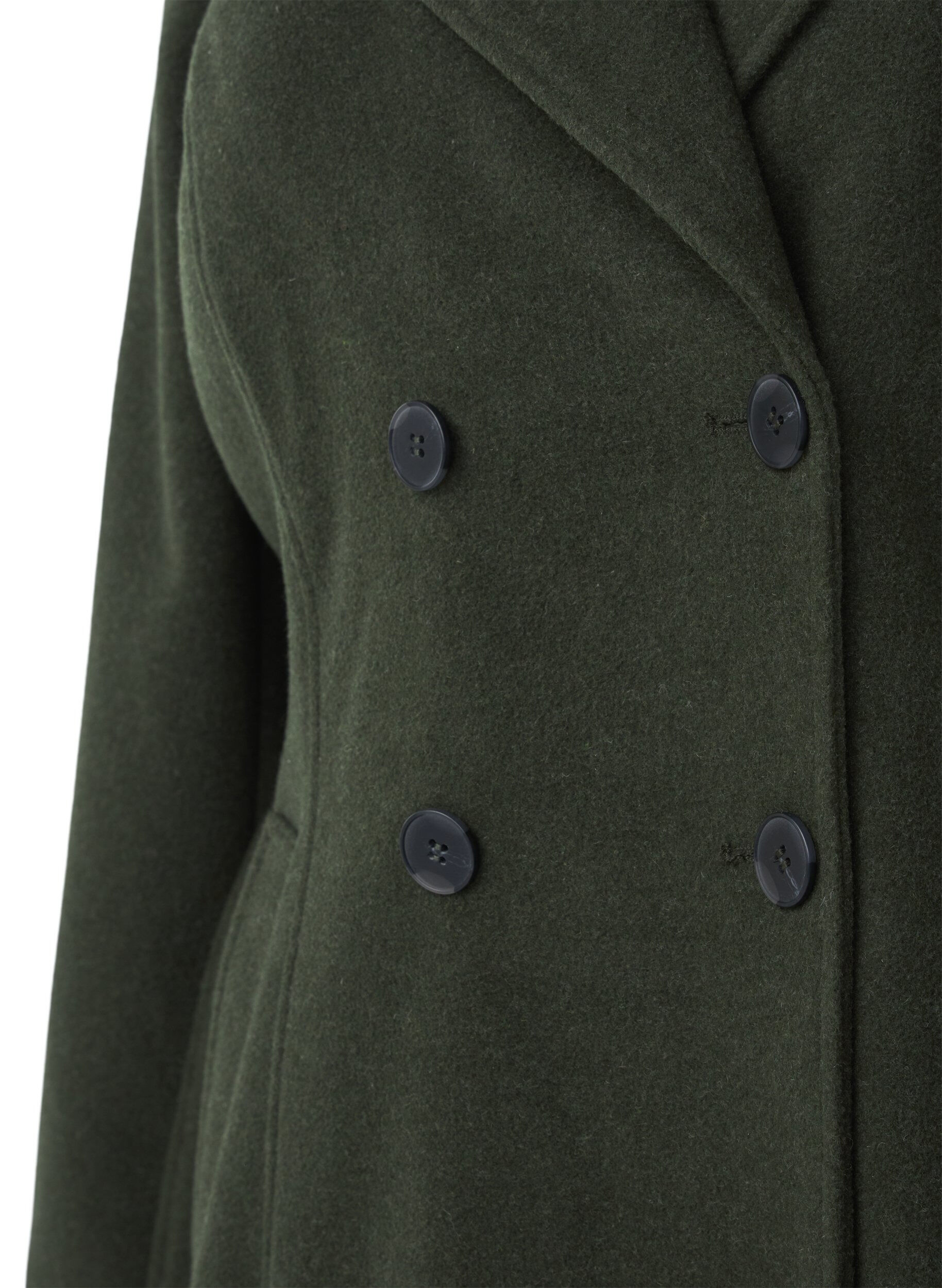 Zizzi Kort ulljakke med belte, Forest Night Mel., Packshot image number 2