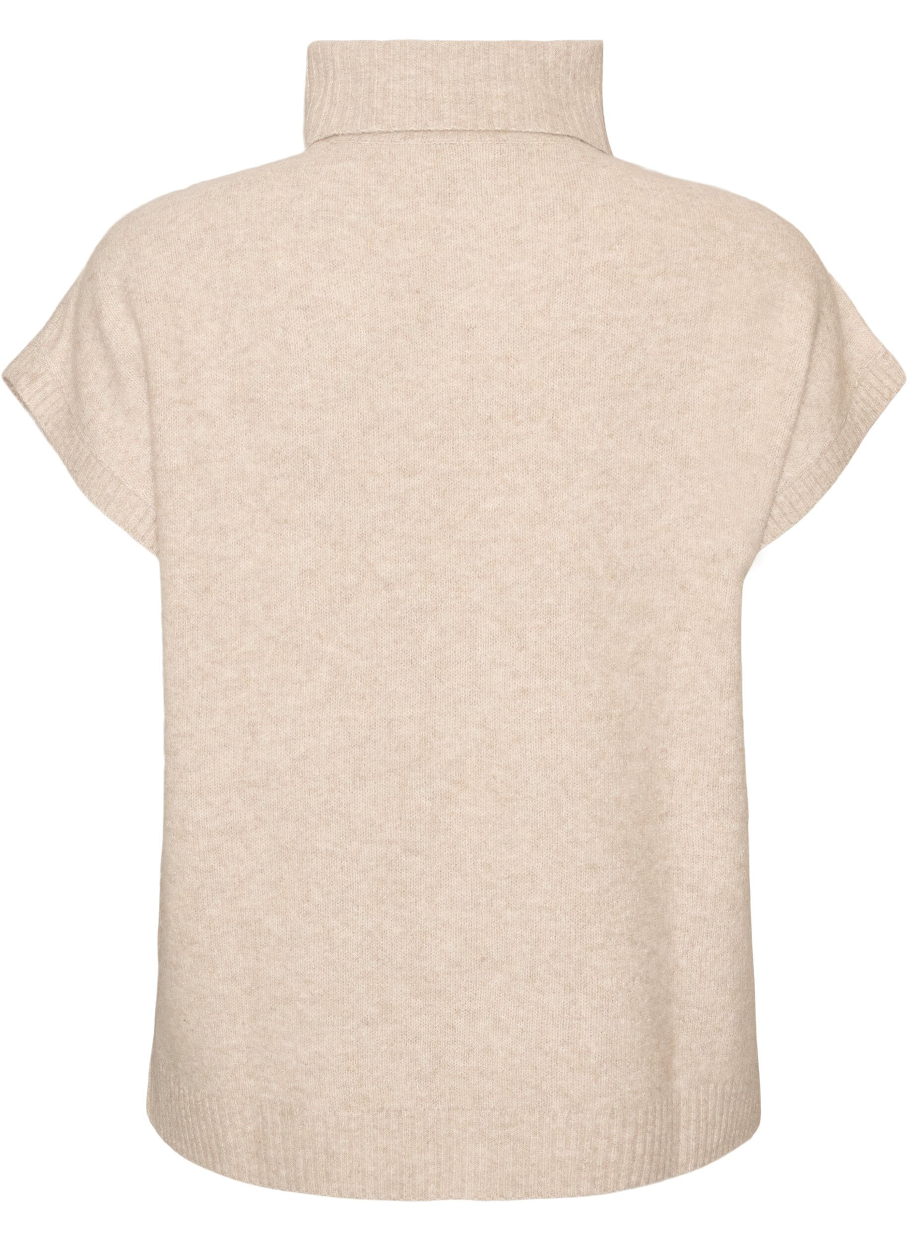 ZizziStrikket vest med rullehals og kabelstrikk, Beige, Packshot image number 1