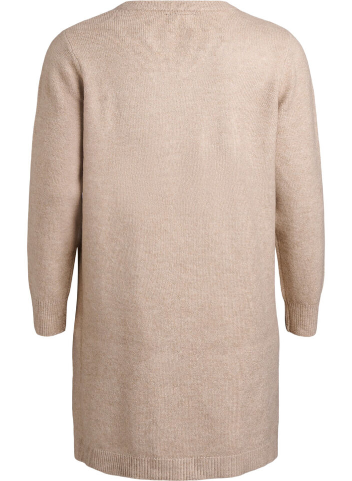 Kort strikket kjole med rhinesteiner, Beige, Packshot image number 1