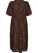 Midikjole i blomstret jacquard, Brun, Packshot image number 1