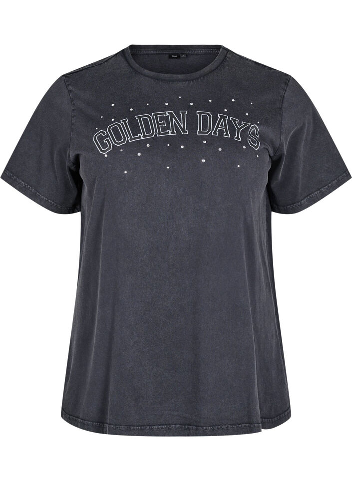 T-skjorte i organisk bomull med grafisk trykk, Grå, Packshot image number 0