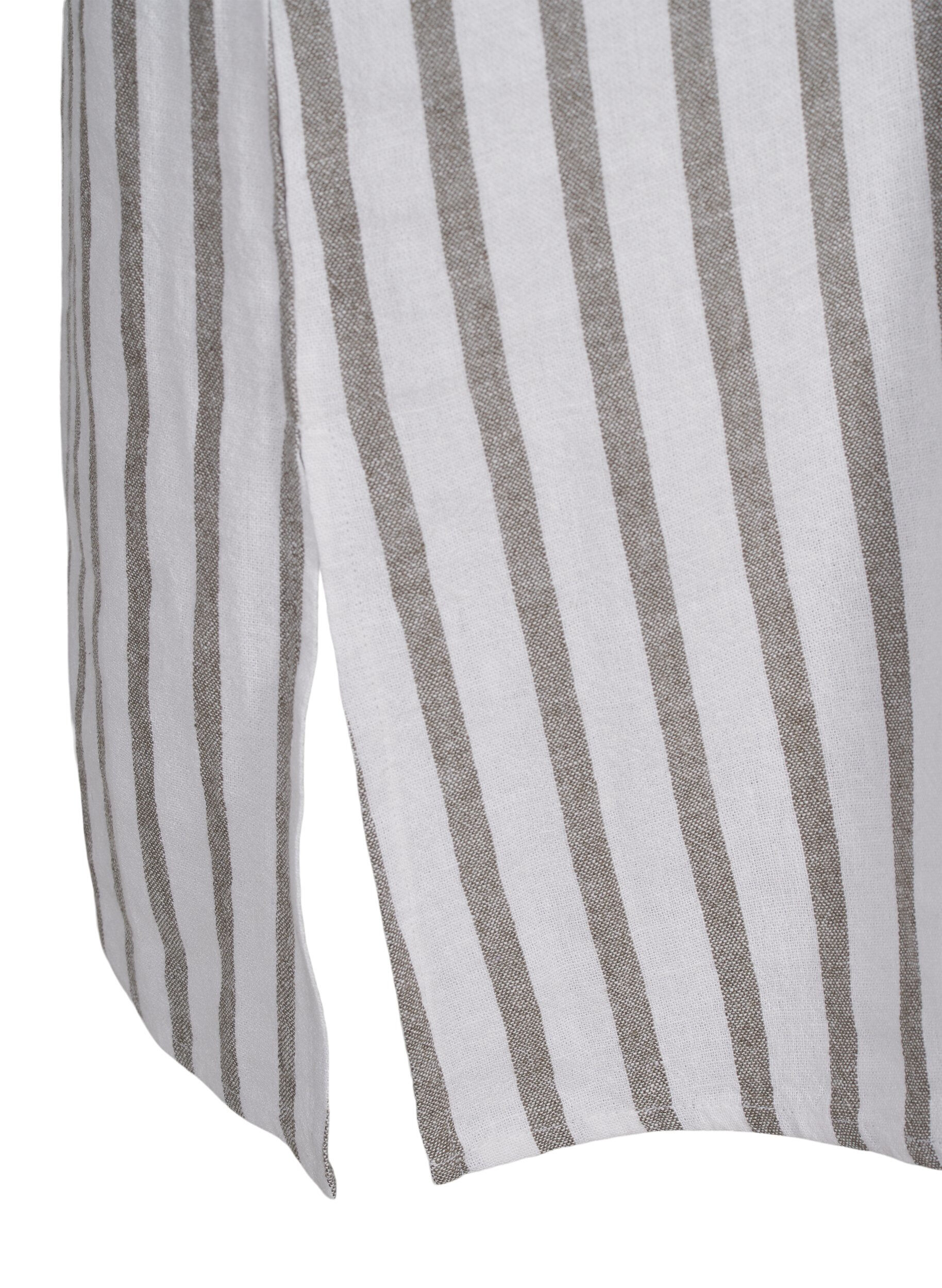 Zizzi Stripete tunikakjole i lin- og viskosemiks, White Stripe, Packshot image number 3