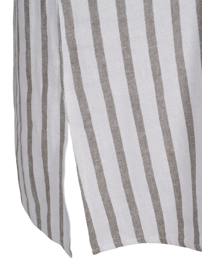 Stripete tunikakjole i lin- og viskosemiks, White Stripe, Packshot image number 3