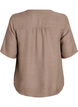 Skjortebluse med V-hals eog korte ermer, Brun, Packshot image number 1