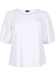 Kortermet bluse med tekstur, Bright White