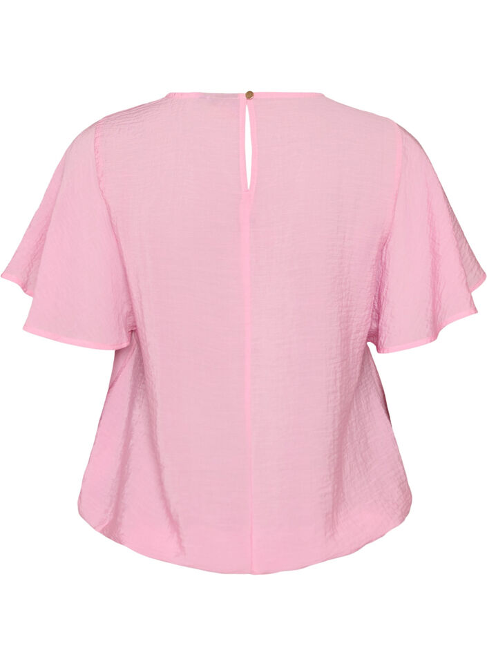 Bluse med ballongform og flaggermus ermer, Rosa, Packshot image number 1
