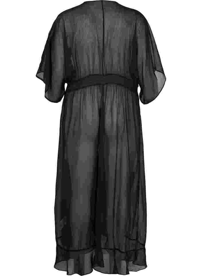 Strandkimono med korte ermer, Black, Packshot image number 1