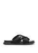 Wide fit - Sandal med kryssede stropper og volangkanter, Svart, Packshot image number 0