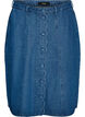 A-formet denimskj&oslash;rt med b&oslash;lgete knappestolpe, Bl&aring;, Packshot image number 0