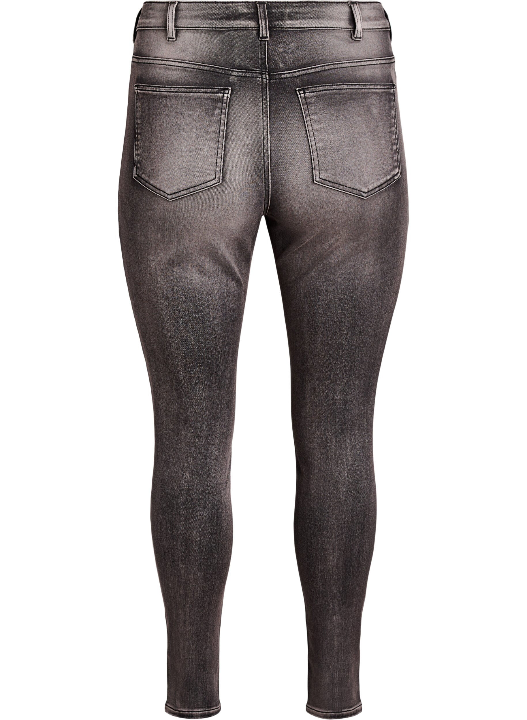 ZizziSuper slim Amy jeans med h&oslash;y midje, Gr&aring;, Packshot image number 1