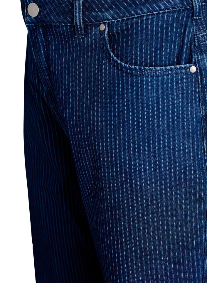 Stripete jeans med straight fit, Blå, Packshot image number 2