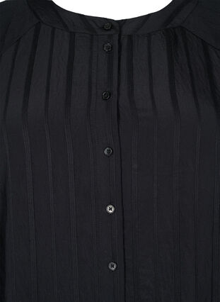 Lang viskose skjorte med stripete struktur, Black, Packshot image number 2