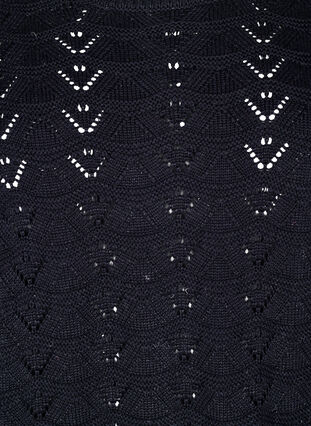 Zizzi Langermet strikket bluse med et åpent mønster, Black, Packshot image number 2